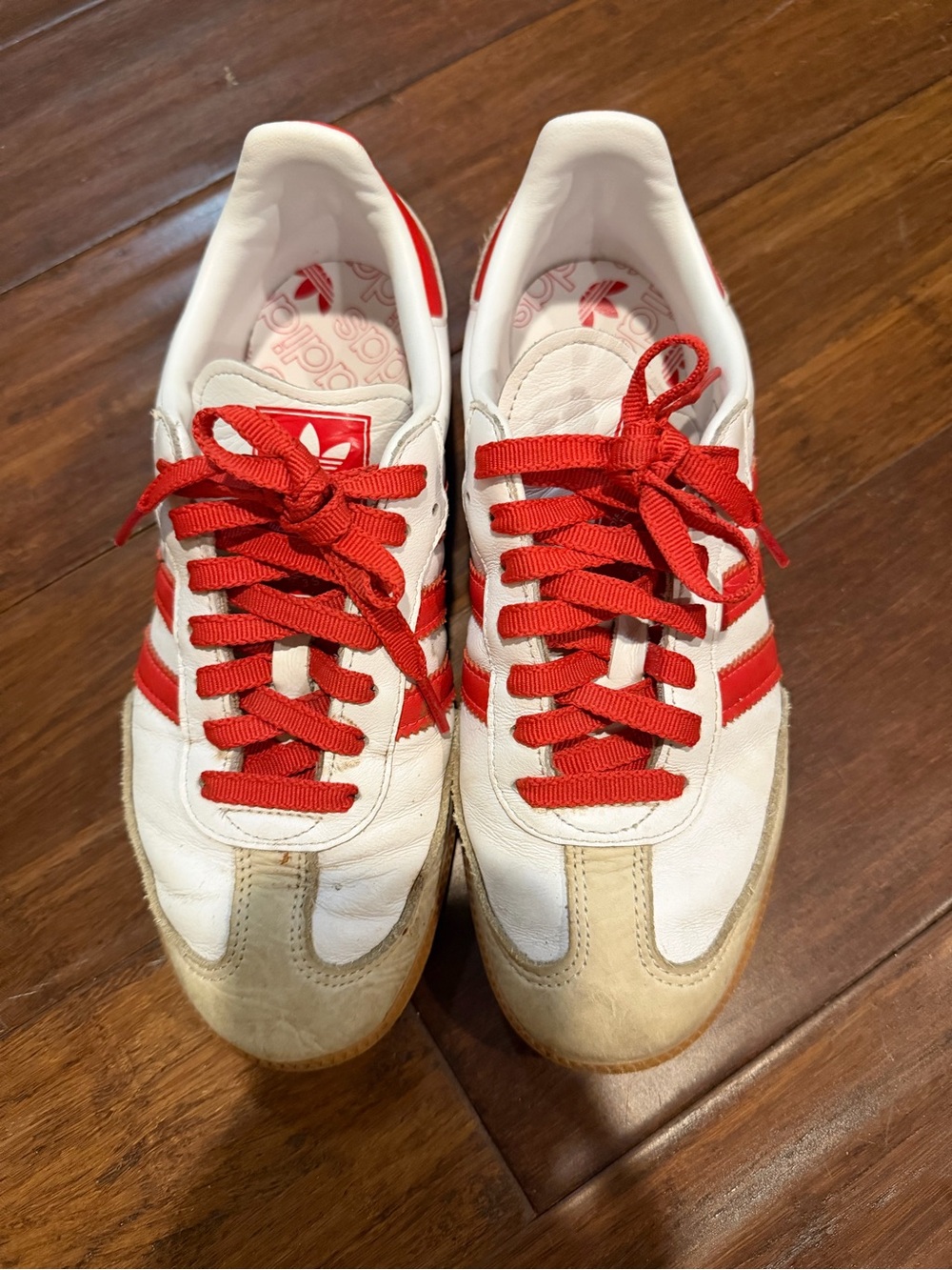 adidas SAMBA Women's White & Red Retro Lace-Up Sneakers